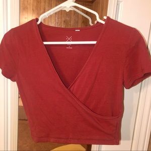 Red Wrap crop top